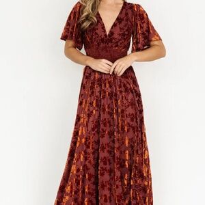 Baltic born burnt orange velvet maxi dress